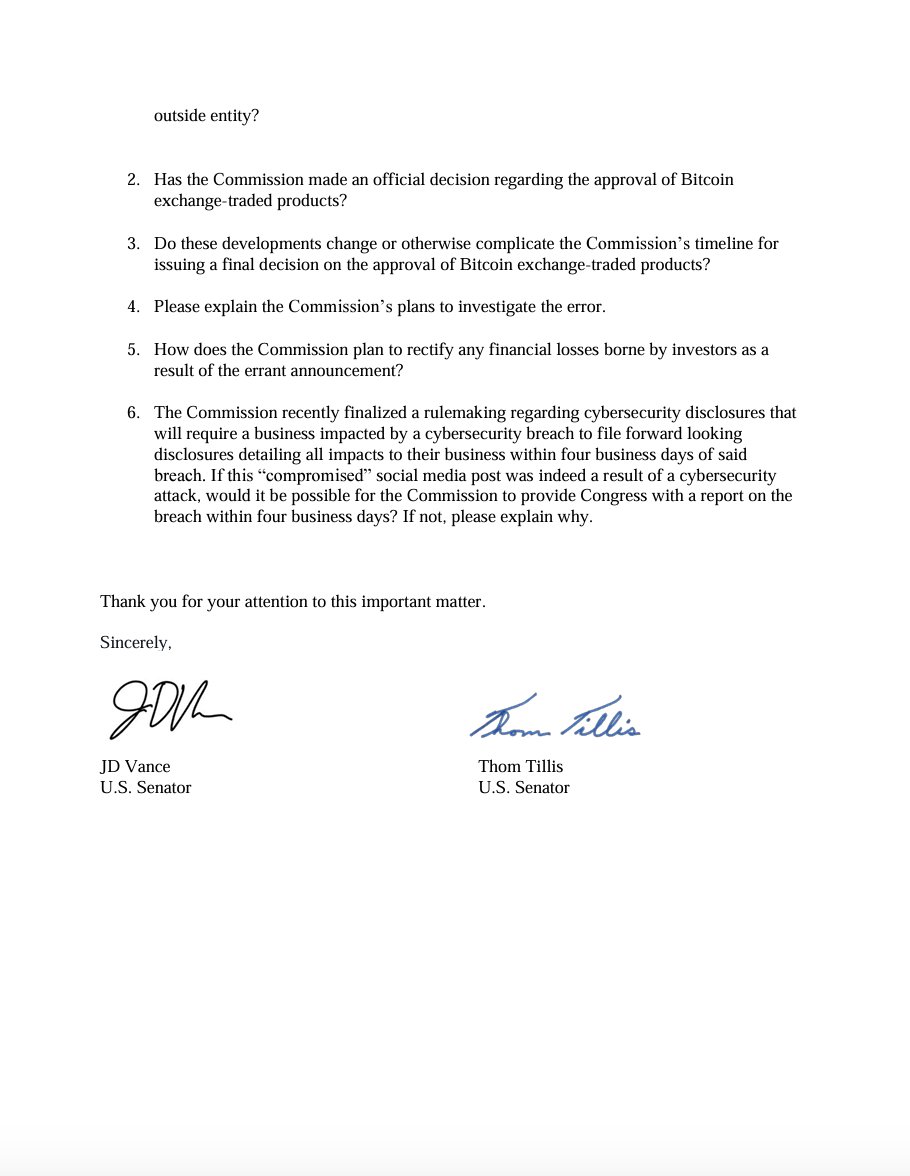 美国参议员要求SEC向国会提供X账户违规事件报告,截止日期定在1月15日