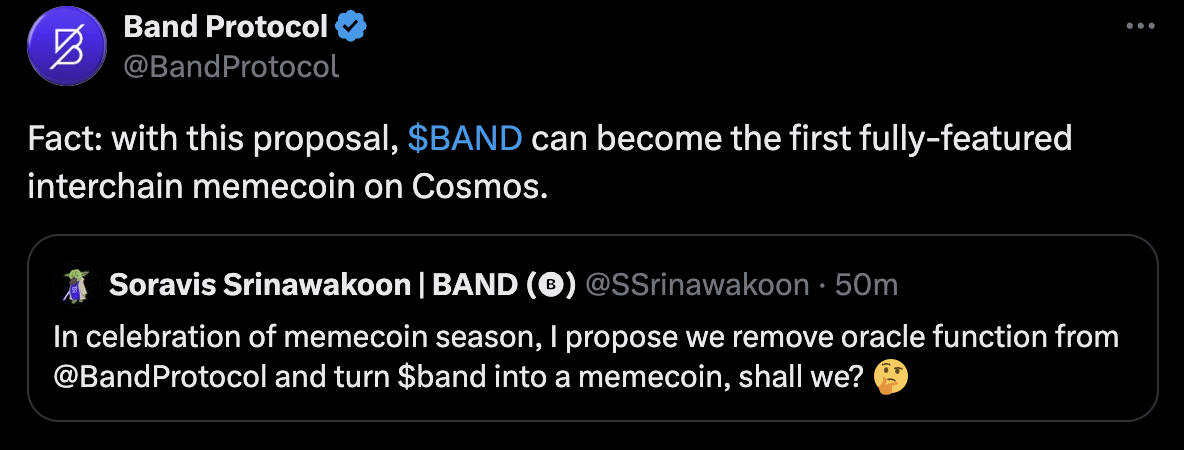 Band Protocol:若删除预言机功能,BAND将转型为Memecoin