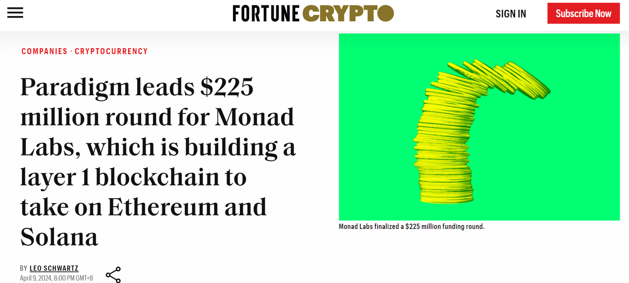 融资2.25亿美元,Monad能否成为L1头部项目?