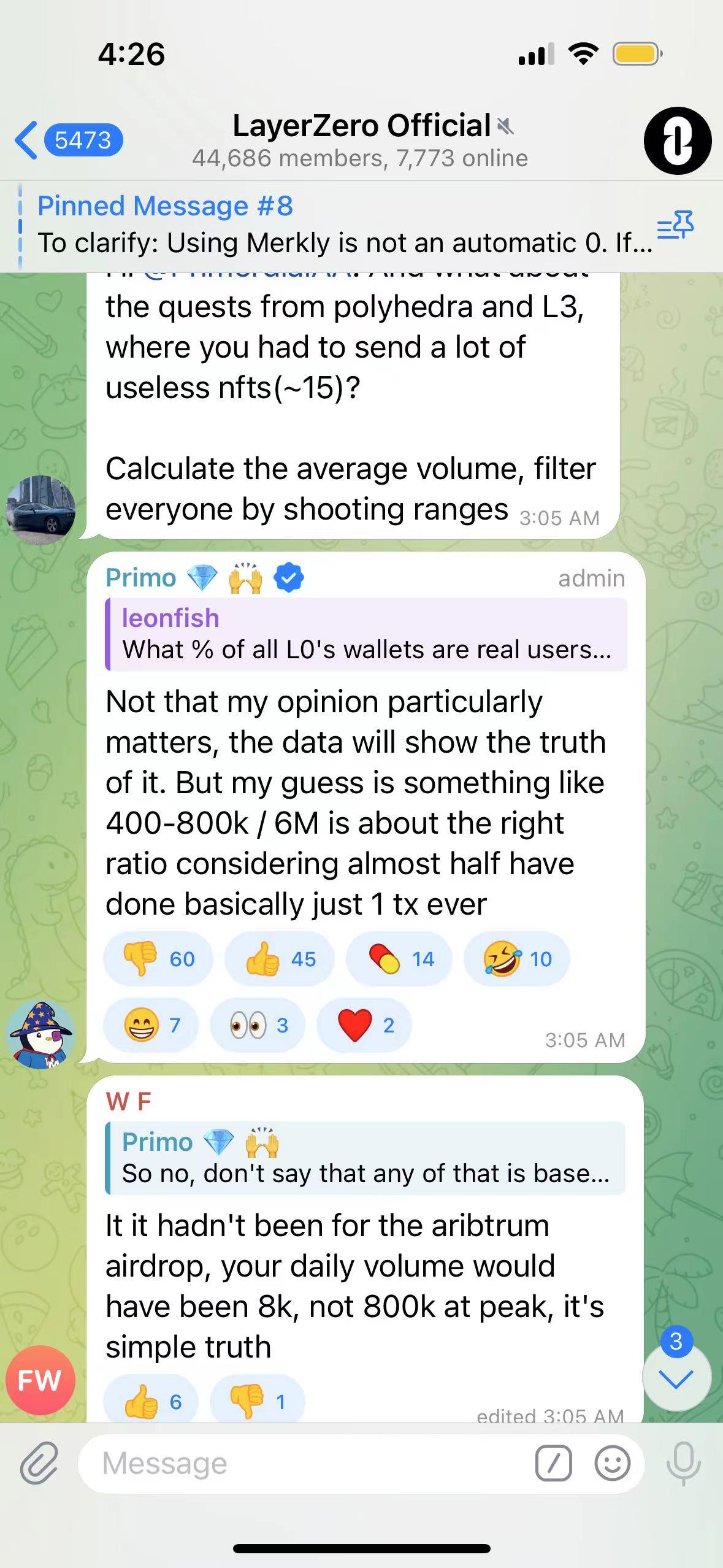 LayerZero CEO：预计600万个地址中只有6.67%-13.33%有资格获得空投