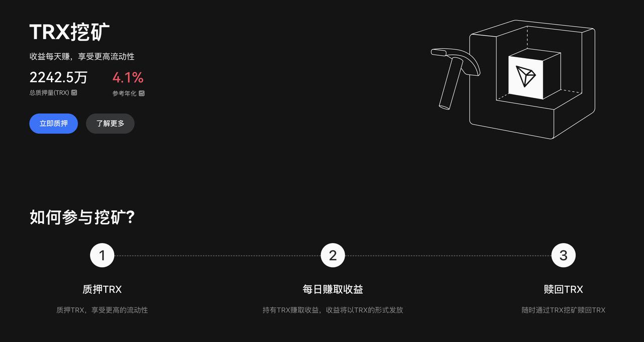 Gate.io上线TRX挖矿,提供低门槛灵活质押服务